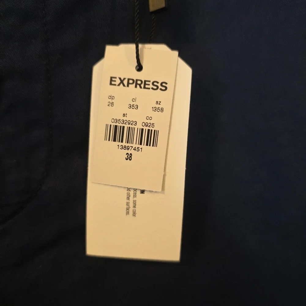 Express Chino Shorts Mens 38 Navy Blue Flat Front Slim Fit‎ 9